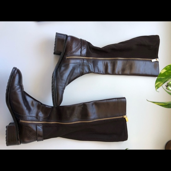 SOLD x Michael Kors Brown Leather Zip Riding Boots - Picture 4 of 13